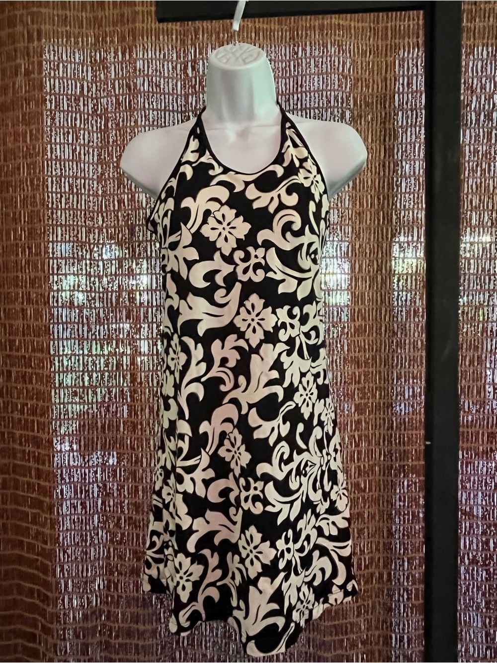 Black and White Halter Floral Beach Cover